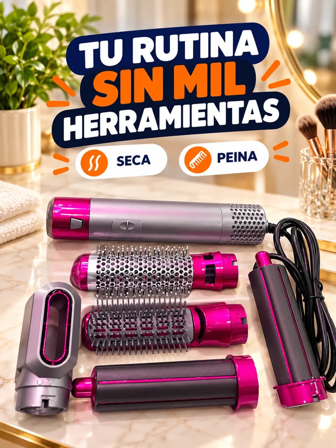 Cepillo de aire caliente 5 en 1 para simplificar la rutina de peinado
