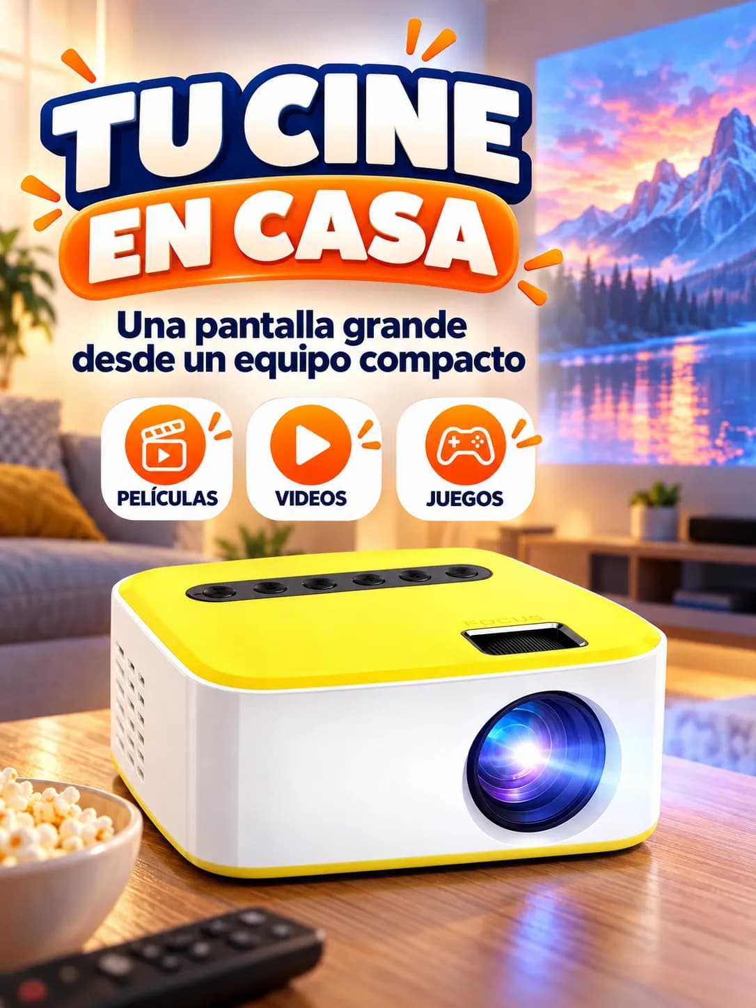 Mini proyector portátil para ver contenidos en casa