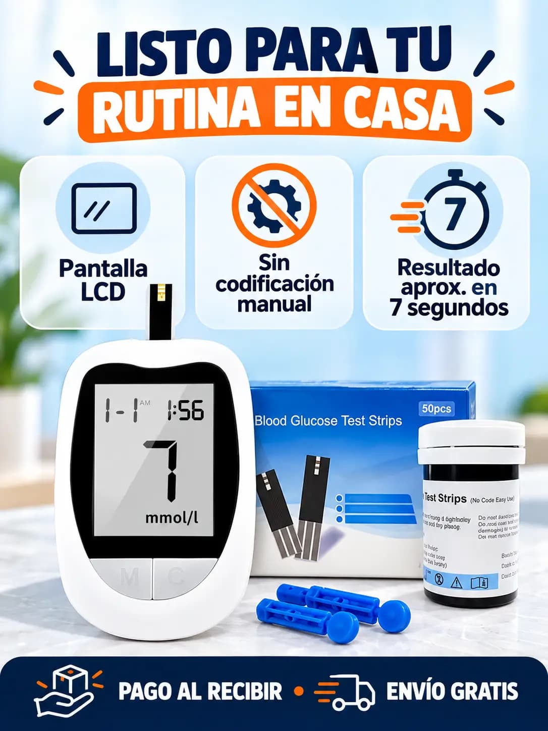 Glucómetro digital para la rutina en casa con pago al recibir y envío gratis