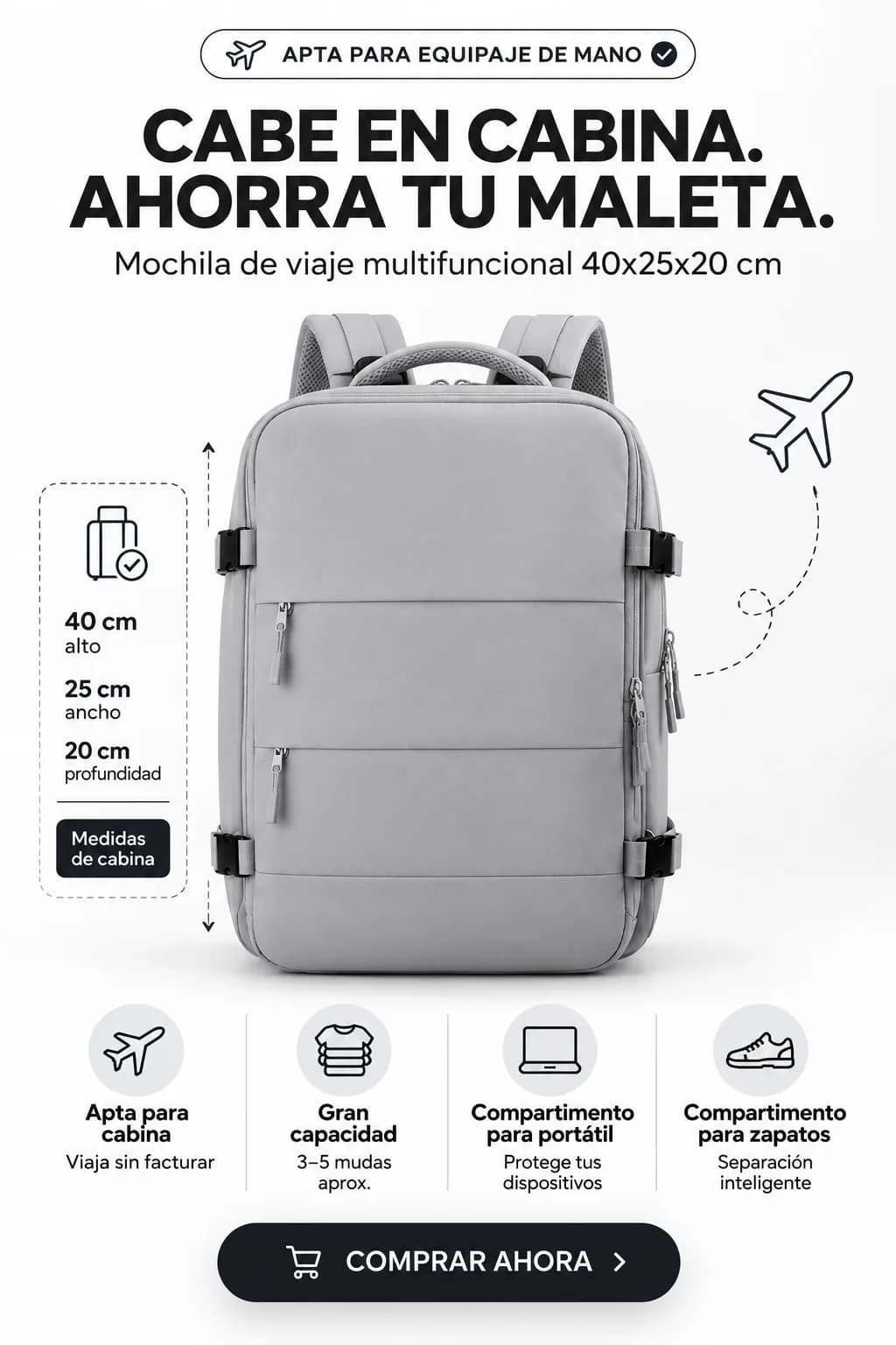 Maleta Viajera Viral — cabe en cabina, ahorra tu maleta