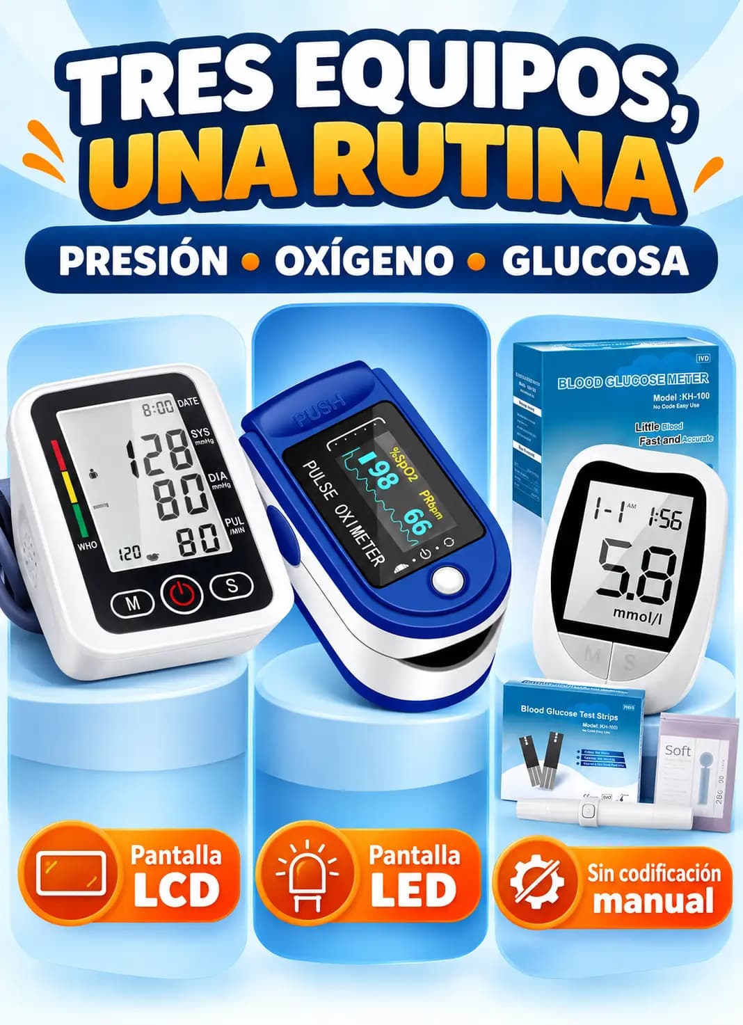 Los tres equipos reales del Super Kit de control para casa