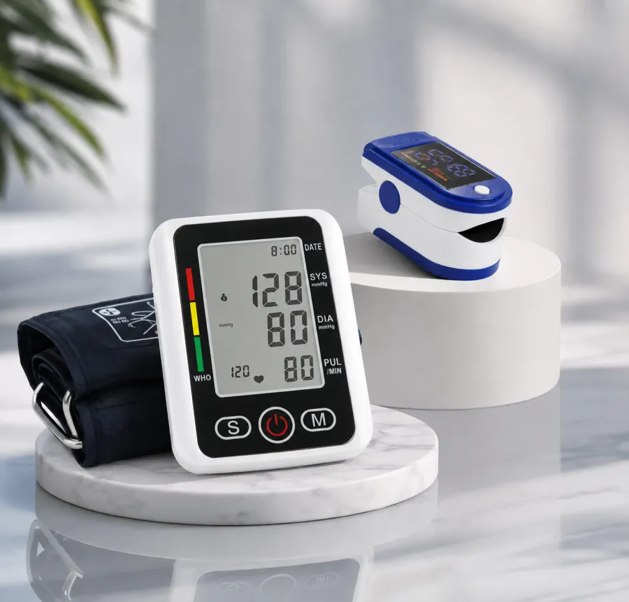Combo Vital Salud en Casa — tensiómetro digital y oxímetro de pulso